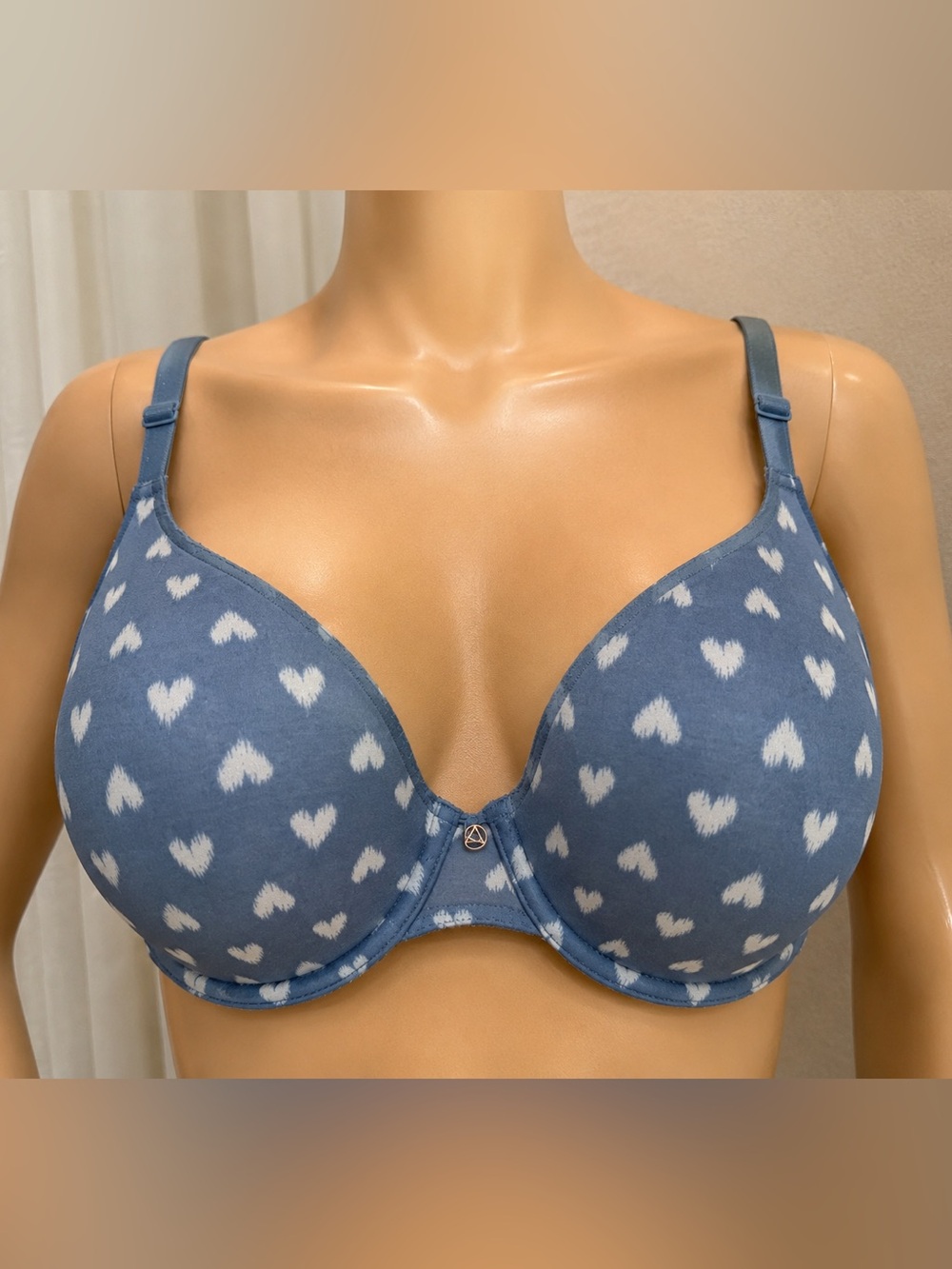 Victoria's Secret Blue Heart-Print Underwire T-Shirt Bra